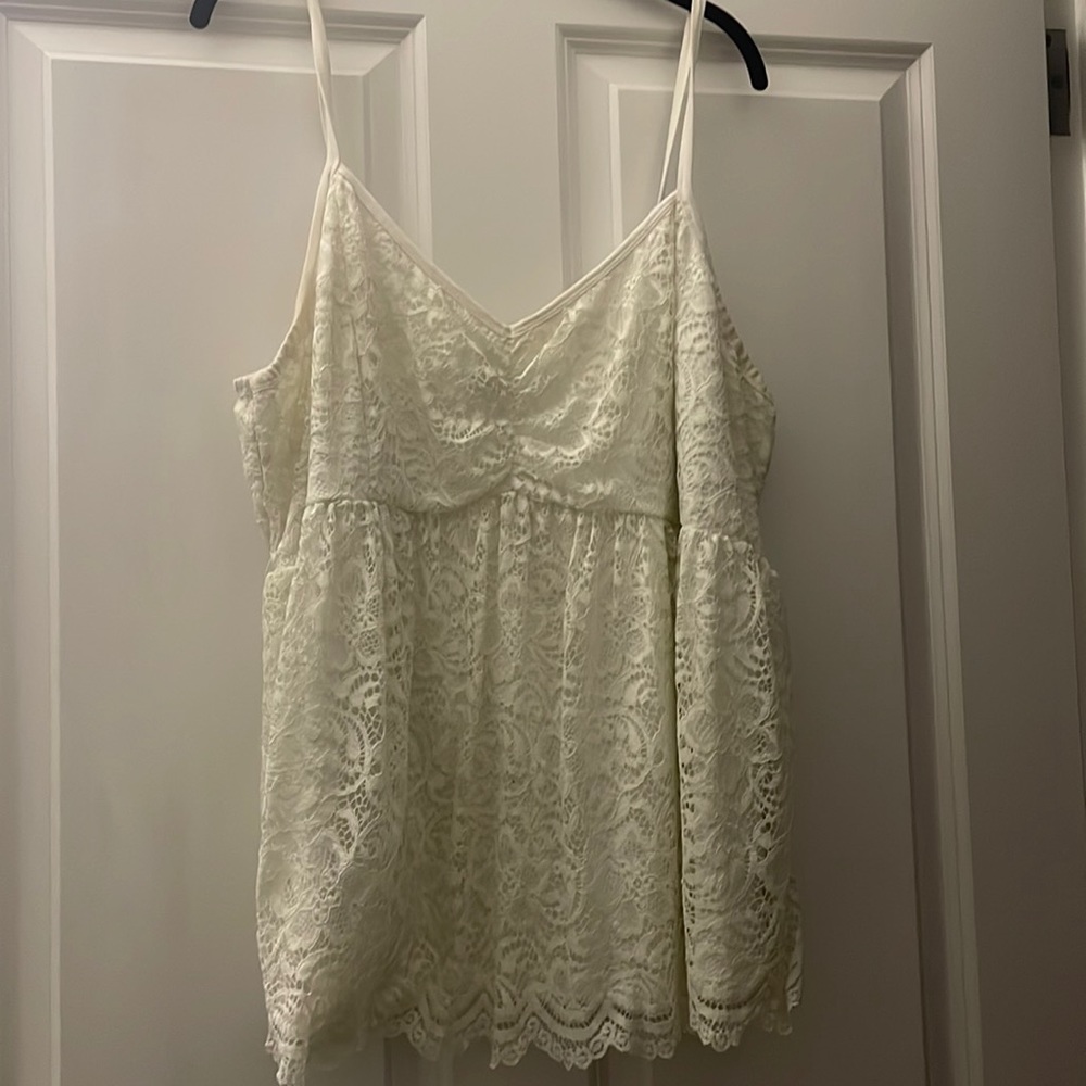 Torrid, size size 3, ivory and lace babydoll top
